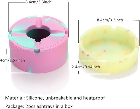 2 قطعة من طفاية السجائر المصنوعة من السيليكون في الهواء الطلق، منافض السجائر الرائعة المضيئة غير القابلة للكسر، منافض السجائر للفناء الخارجي والمنزل والمكتب والشرفة الداخلية، حامل الرماد للمدخنين in Kuwait