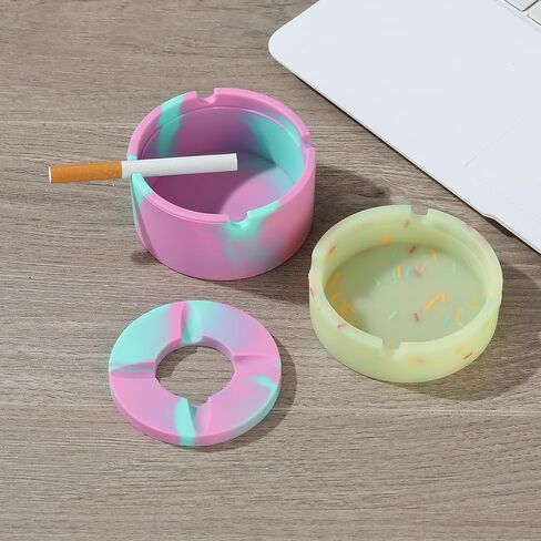 2 قطعة من طفاية السجائر المصنوعة من السيليكون في الهواء الطلق، منافض السجائر الرائعة المضيئة غير القابلة للكسر، منافض السجائر للفناء الخارجي والمنزل والمكتب والشرفة الداخلية، حامل الرماد للمدخنين in Kuwait