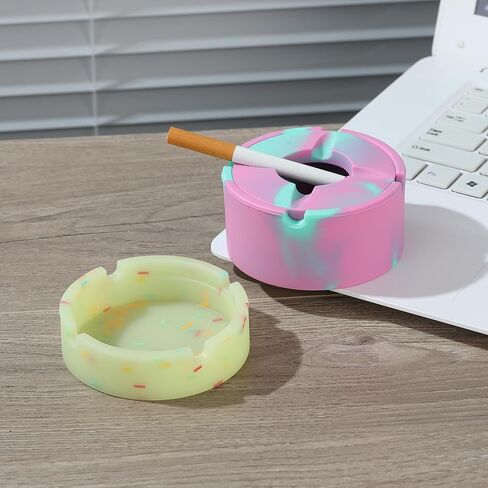 2 قطعة من طفاية السجائر المصنوعة من السيليكون في الهواء الطلق، منافض السجائر الرائعة المضيئة غير القابلة للكسر، منافض السجائر للفناء الخارجي والمنزل والمكتب والشرفة الداخلية، حامل الرماد للمدخنين in Kuwait