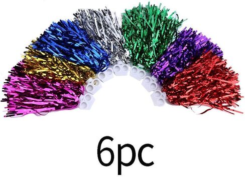 VGEBY1 Sports Pom Poms، 6 قطع 7 ألوان من Cheerleader Pom Poms للرقص الرياضي لفرق التشجيع والعروض المسرحية والرياضة (فضي) in Saudi Arabia