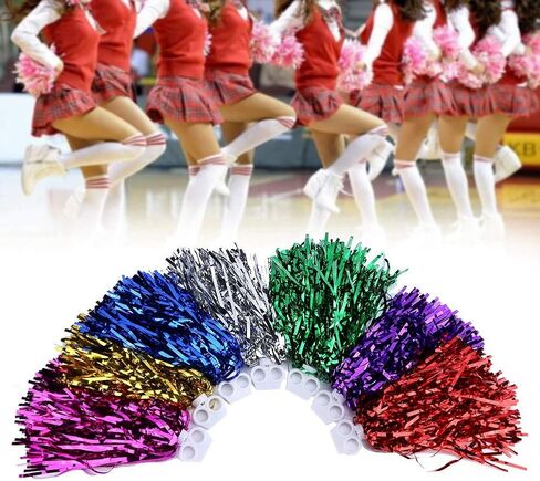 VGEBY1 Sports Pom Poms، 6 قطع 7 ألوان من Cheerleader Pom Poms للرقص الرياضي لفرق التشجيع والعروض المسرحية والرياضة (فضي) in Saudi Arabia