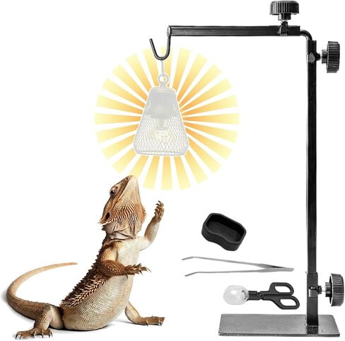Pet Lamp Stand for Reptiles Insects and Cold Blooded Basking Animals– Adjustable Height and Reach Heat Light Hanger – Includes Feeding Accessories in Saudi Arabia