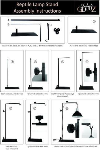 Pet Lamp Stand for Reptiles Insects and Cold Blooded Basking Animals– Adjustable Height and Reach Heat Light Hanger – Includes Feeding Accessories in Saudi Arabia