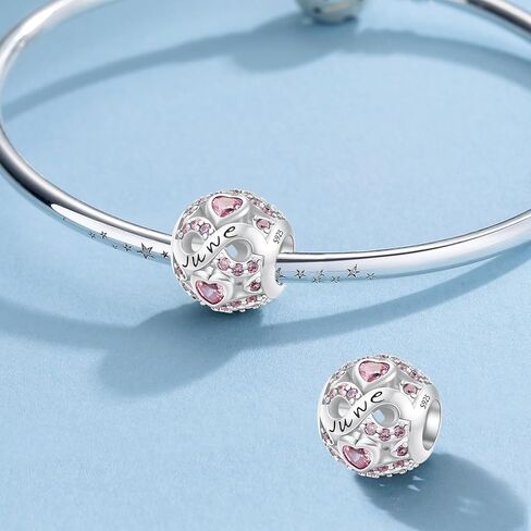 MICOO 925 Sterling Silver Birthstone Charm Birthday Gifts Jan-Dec Charms For Bracelet，Bead Charms For Bracelets and Necklaces,Gifts For Women. in Saudi Arabia