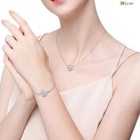 MICOO 925 Sterling Silver Birthstone Charm Birthday Gifts Jan-Dec Charms For Bracelet，Bead Charms For Bracelets and Necklaces,Gifts For Women. in Saudi Arabia