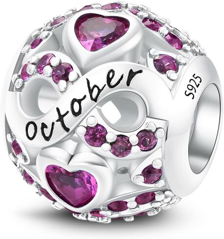 MICOO 925 Sterling Silver Birthstone Charm Birthday Gifts Jan-Dec Charms For Bracelet，Bead Charms For Bracelets and Necklaces,Gifts For Women. in Saudi Arabia