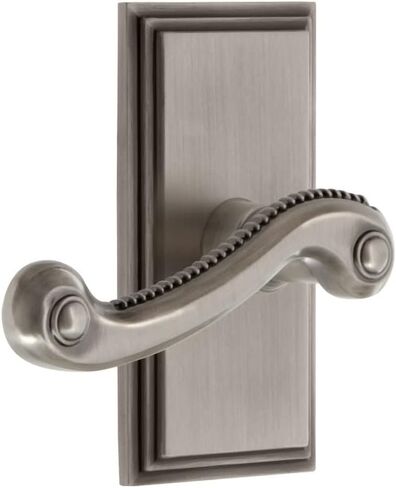 Grandeur Hardware Carre' Tall Plate Double Dummy with Newport Lever in Antique Pewter in Saudi Arabia