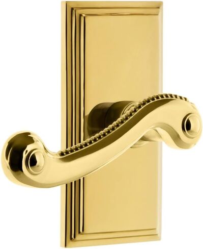 Grandeur Hardware Carre' Tall Plate Double Dummy with Newport Lever in Lifetime Brass in Saudi Arabia