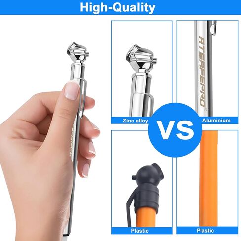 Pencil Tire Pressure Gauge (5-50PSI&10-75PSI), Sealed Zinc Alloy Nozzle and Silvery Aluminum Tube Body, Suitable for Bikes,Cars, Trucks in Saudi Arabia