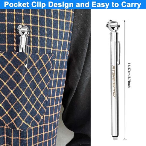 Pencil Tire Pressure Gauge (5-50PSI&10-75PSI), Sealed Zinc Alloy Nozzle and Silvery Aluminum Tube Body, Suitable for Bikes,Cars, Trucks in Saudi Arabia