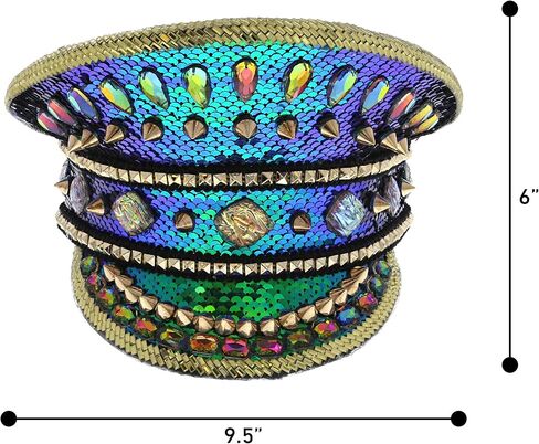 قبعة Steampunk باللون الأزرق، قبعة معدنية من حجر الراين in Kuwait