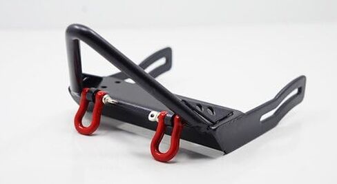 Black Steel Front Bumper with Stinger Red Towing Shackle for Axial SCX10 in Saudi Arabia