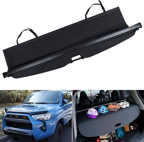 غطاء حمولة حقيبة السيارة الخلفي يناسب Toyota 4runner 2010-2022 2023 2024 غطاء حماية أمان البضائع الخلفي قابل للسحب لجميع الأحوال الجوية مقاوم للماء [إصدار أسود محدث: لا توجد فجوة بين المقعد الخلفي] in Kuwait