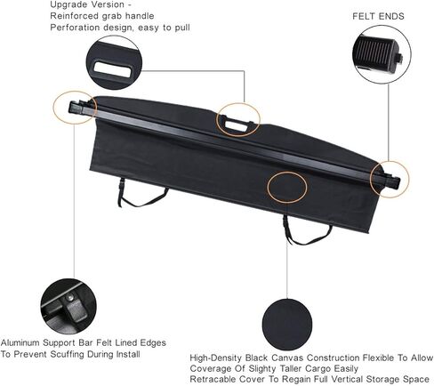 غطاء حمولة حقيبة السيارة الخلفي يناسب Toyota 4runner 2010-2022 2023 2024 غطاء حماية أمان البضائع الخلفي قابل للسحب لجميع الأحوال الجوية مقاوم للماء [إصدار أسود محدث: لا توجد فجوة بين المقعد الخلفي] in Kuwait