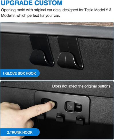 Custom Fit for Glove Box Hooks 2020-2023 Tesla Model Y & 2017-2023 Model 3 Accessories Glove Box Organizer Bag Holder Storage Hanger Clip ABS Material Black 2PCS in Saudi Arabia