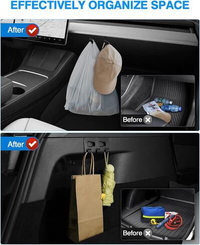 Custom Fit for Glove Box Hooks 2020-2023 Tesla Model Y & 2017-2023 Model 3 Accessories Glove Box Organizer Bag Holder Storage Hanger Clip ABS Material Black 2PCS in Saudi Arabia