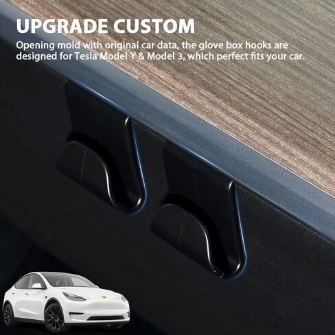 خطافات تخزين ABS، 3 قطع خطافات سيارة لطراز Tesla Y Model 3 ملحقات 2020-2024، صندوق القفازات وشماعات صندوق السيارة، أساسيات داخلية منظمة باللون الأسود in Kuwait