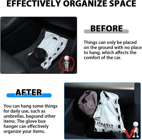 خطافات تخزين ABS، 3 قطع خطافات سيارة لطراز Tesla Y Model 3 ملحقات 2020-2024، صندوق القفازات وشماعات صندوق السيارة، أساسيات داخلية منظمة باللون الأسود in Kuwait