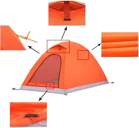 Backpacking Tent 1-2 Person,Waterproof Lightweight Camping Tent for Camping Hiking Outdoor,4 Season Use,Orange in Kuwait