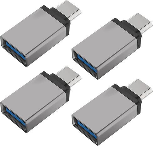 محول USB C إلى USB 3.0، 4 حزم USB C إلى محول ذكر إلى أنثى متوافق مع MacBook 2018 2017 2016، Samsung Galaxy Note 8، Galaxy S8 S8+ S9، Google Pixel، Nexus، والمزيد (رمادي) in Kuwait