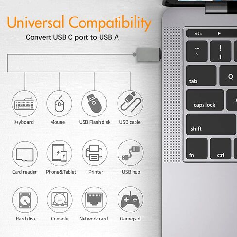 محول USB C إلى USB 3.0، 4 حزم USB C إلى محول ذكر إلى أنثى متوافق مع MacBook 2018 2017 2016، Samsung Galaxy Note 8، Galaxy S8 S8+ S9، Google Pixel، Nexus، والمزيد (رمادي) in Kuwait