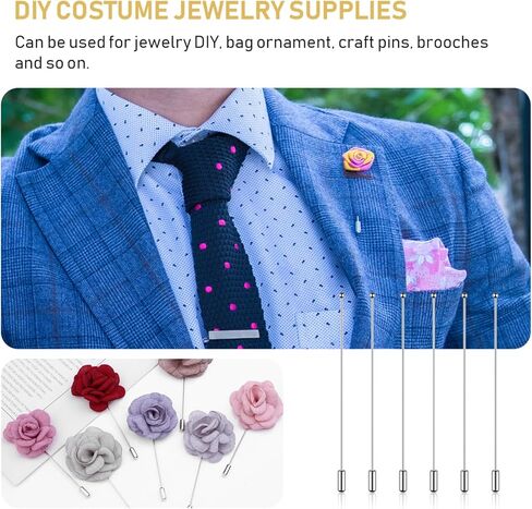 Healifty 60Pcs Brooch Pin Stick,Safety Stick Pins Tie Stick Pin Lapel Stick Pin Hat Pin for DIY Costume Jewelry Making in Saudi Arabia