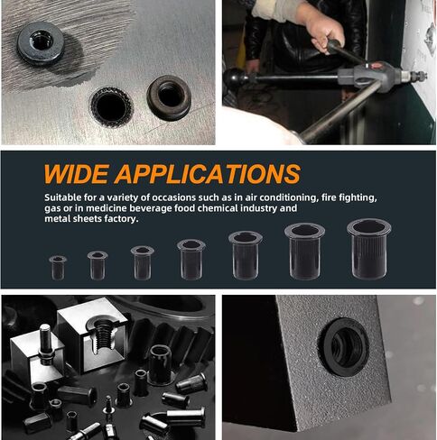 100Pcs M3 Rivet Nuts Carbon Steel Black Zinc Plated Rivet Nuts Knurled Flat Head Rivnuts Threaded Insert Nuts in Saudi Arabia