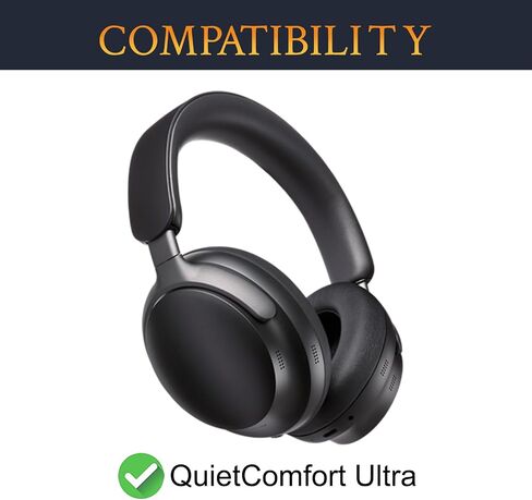 SOULWIT Replacement Earpads for Bose QuietComfort(QC) Ultra Wireless Headphones, Ear Pads Cushions with Softer Protein Leather, High-Density Noise Cancelling Foam, Added Thickness - Black in Saudi Arabia