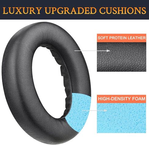 SOULWIT Replacement Earpads for Bose QuietComfort(QC) Ultra Wireless Headphones, Ear Pads Cushions with Softer Protein Leather, High-Density Noise Cancelling Foam, Added Thickness - Black in Saudi Arabia