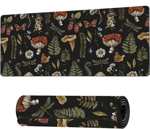 Vintage Mushroom Large Mouse Pad Extended Gaming Mouse Pad Waterproof Desk Mat with Stitched Edge,Non Slip Base Keyboard Mouse pad for Home Office 35.4" X 15.7" in Saudi Arabia