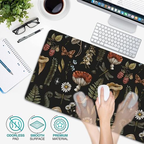 Vintage Mushroom Large Mouse Pad Extended Gaming Mouse Pad Waterproof Desk Mat with Stitched Edge,Non Slip Base Keyboard Mouse pad for Home Office 35.4" X 15.7" in Saudi Arabia