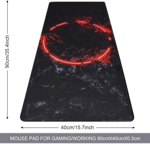 لوحة ماوس كبيرة للألعاب بحواف مخيطة، [35.4x15.7 بوصة] لوحة ماوس ممتدة مع قاعدة مطاطية طبيعية غير قابلة للانزلاق للاعبين/سطح المكتب/المكتب/المنزل - 90x40 Heius in Kuwait