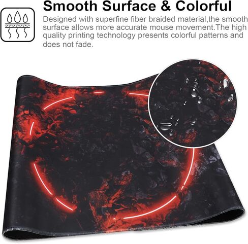 لوحة ماوس كبيرة للألعاب بحواف مخيطة، [35.4x15.7 بوصة] لوحة ماوس ممتدة مع قاعدة مطاطية طبيعية غير قابلة للانزلاق للاعبين/سطح المكتب/المكتب/المنزل - 90x40 Heius in Kuwait