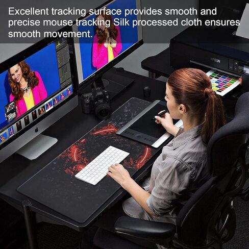 لوحة ماوس كبيرة للألعاب بحواف مخيطة، [35.4x15.7 بوصة] لوحة ماوس ممتدة مع قاعدة مطاطية طبيعية غير قابلة للانزلاق للاعبين/سطح المكتب/المكتب/المنزل - 90x40 Heius in Kuwait