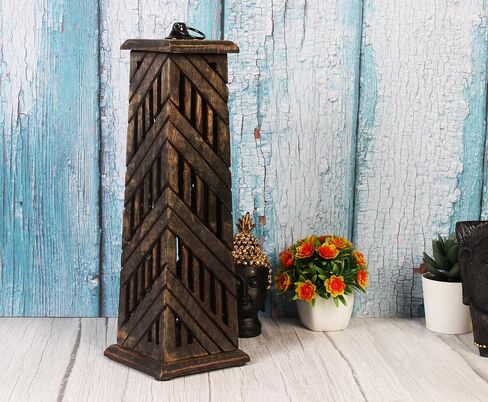 Hand Carved Wooden Incense Cone Black Tower Burner Stand Holder Ash Catcher Home Decor Utilities & Accessories Ash-Catcher-Stand for-Aromatherapy-Meditation-Yoga Home Decor in Saudi Arabia