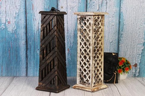 Hand Carved Wooden Incense Cone Black Tower Burner Stand Holder Ash Catcher Home Decor Utilities & Accessories Ash-Catcher-Stand for-Aromatherapy-Meditation-Yoga Home Decor in Saudi Arabia