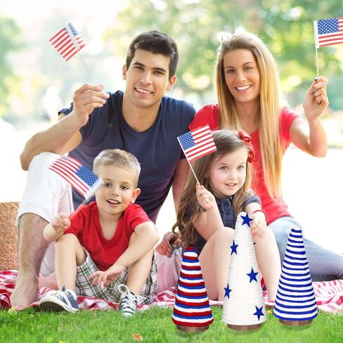 Dolicer 3 Pcs 4th of July Tree Table Decorations, Yarn Wrapped Mini Trees, Red White Blue Independence Day Table Top Decor, Patriotic Decoration for Memorial Day Party Home Kitchen Shelf Table Decor in Saudi Arabia