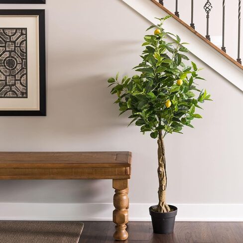 Vickerman 51" Real Touch Artificial Lemon Tree - Potted Faux Lemon Tree for Indoor Decor - Realistic Leaves and Fruit - Maintenance-Free Faux Tree for Home or Office Decoration in Saudi Arabia