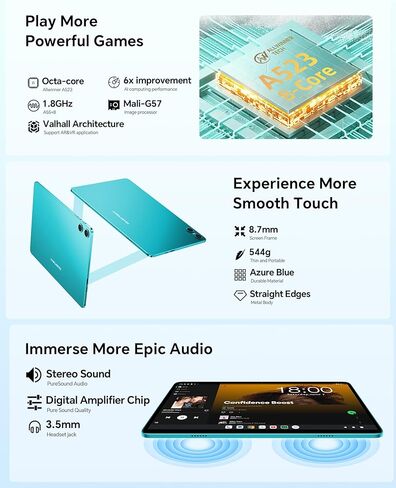 تابلت TECLAST Android 14 مقاس 10 بوصة، P30 10 جيجابايت رام 64 جيجابايت روم 1 تيرابايت توسيع، معالج رباعي النواة، شاشة لمس عالية الدقة 1280 × 800 IPS، واي فاي 6، كاميرا مزدوجة، BT5.4، 6000 مللي أمبير، Widevine L1 in Kuwait