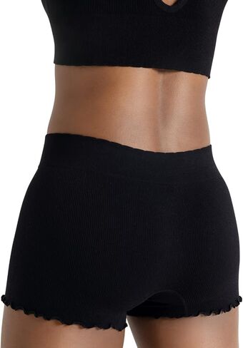 Capezio Women's Seamless Ribbed Shortie W/Lettuce Edge in Saudi Arabia