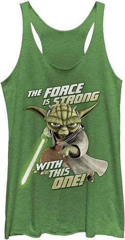 قميص Star Wars Junior's Clone Wars Jedi Strong Tri-Blend Racerback ذو طبقات، أخضر حسد، مقاس كبير in Saudi Arabia