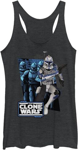 قميص Star Wars Junior's Clone Wars Rex Trooper ثلاثي المزيج Racerback، مقاس كبير، أسود منقط in Saudi Arabia