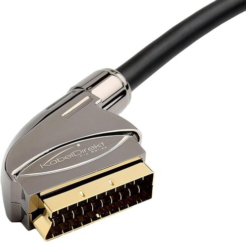 KabelDirekt – كابل SCART بطول 6 أقدام (21 سنًا، دروع متعددة، موصل دقيق، دقة عالية كاملة) – سلسلة Pro in Kuwait