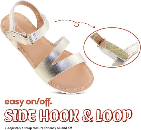 صنادل للفتيات من FLYFUPPY مفتوحة عند الأصابع للاستخدام الخارجي مع خطاف وحلقة أحذية صيفية للأطفال للبنات فضية للأطفال الكبار 3 in Kuwait