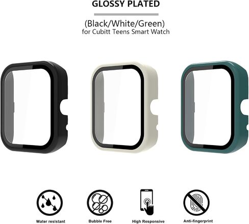 [3-Pack] Case with Tempered Glass Screen Protector Compatible with Cubitt Teens Smart Watch, Bumper Full Coverage Protective Hard PC Cases Face Cover for Cubitt Teens 1.69 Inch in Saudi Arabia