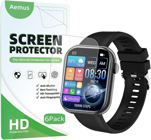 Compatible for Hwagol Smart Watch Screen Protector (6 Pack) 2024 New 1.85 Inch G28 / G20 Fitness Tracker Flexible TPU Clear Film in Saudi Arabia