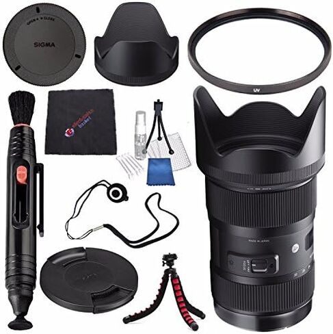 عدسة Sigma مقاس 18-35 مم f/1.8 DC HSM Art لكاميرا Canon #210101 + منظف قلم العدسة + قطعة قماش للتنظيف من الألياف الدقيقة + حافظة غطاء العدسة + طقم تنظيف فاخر + حزمة حامل ثلاثي القوائم مرن (النموذج الدولي بدون ضمان) in Saudi Arabia