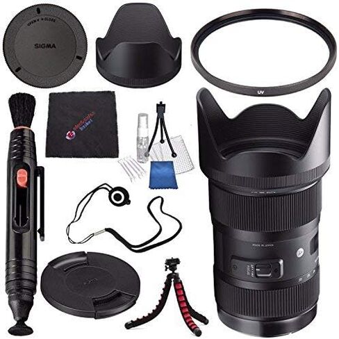 عدسة Sigma مقاس 18-35 مم f/1.8 DC HSM Art لكاميرا Canon #210101 + منظف قلم العدسة + قطعة قماش للتنظيف من الألياف الدقيقة + حافظة غطاء العدسة + طقم تنظيف فاخر + حزمة حامل ثلاثي القوائم مرن (النموذج الدولي بدون ضمان) in Saudi Arabia