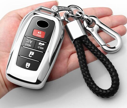 Compatible with Toyota Key Fob Cover with keychain,Key Shell Case for 2025 Camry 2021-2024 Venza,RAV4 Prime,Sienna, 2019-2024 Land Cruiser,Fortuner,Mirai, 2023-2024 Highlander,Prius,Collora-Black in Saudi Arabia