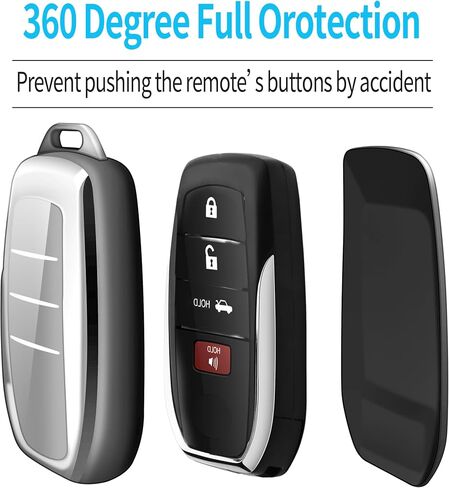 Compatible with Toyota Key Fob Cover with keychain,Key Shell Case for 2025 Camry 2021-2024 Venza,RAV4 Prime,Sienna, 2019-2024 Land Cruiser,Fortuner,Mirai, 2023-2024 Highlander,Prius,Collora-Black in Saudi Arabia